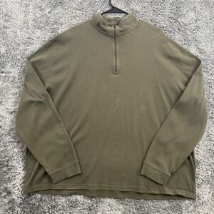 Ll Bean Sweater Men's 2XL Green Long Sleeve Quarter Zip Pullover Vintage Olive
